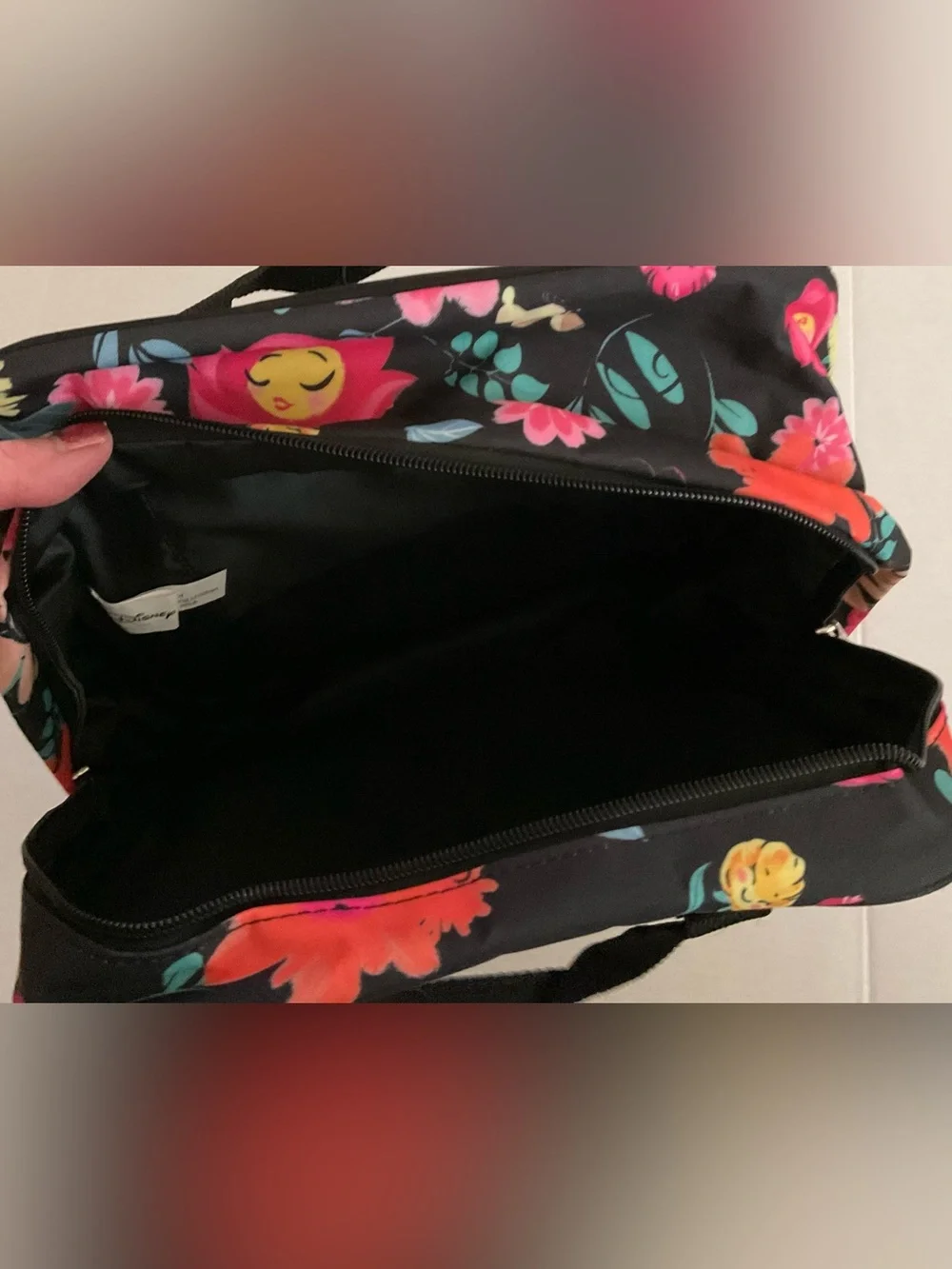 Disney Loungefly Alice Floral Black Backpack Tote - Looking For Wonderland